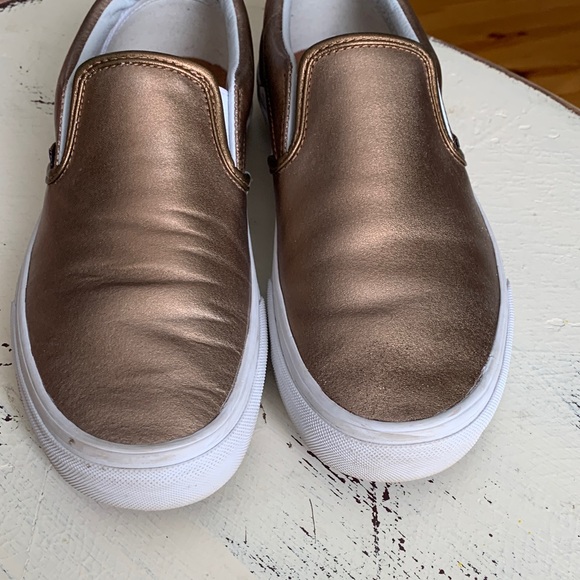 Vans Rose Gold Metallic Slip on Sneakers - Picture 5 of 6
